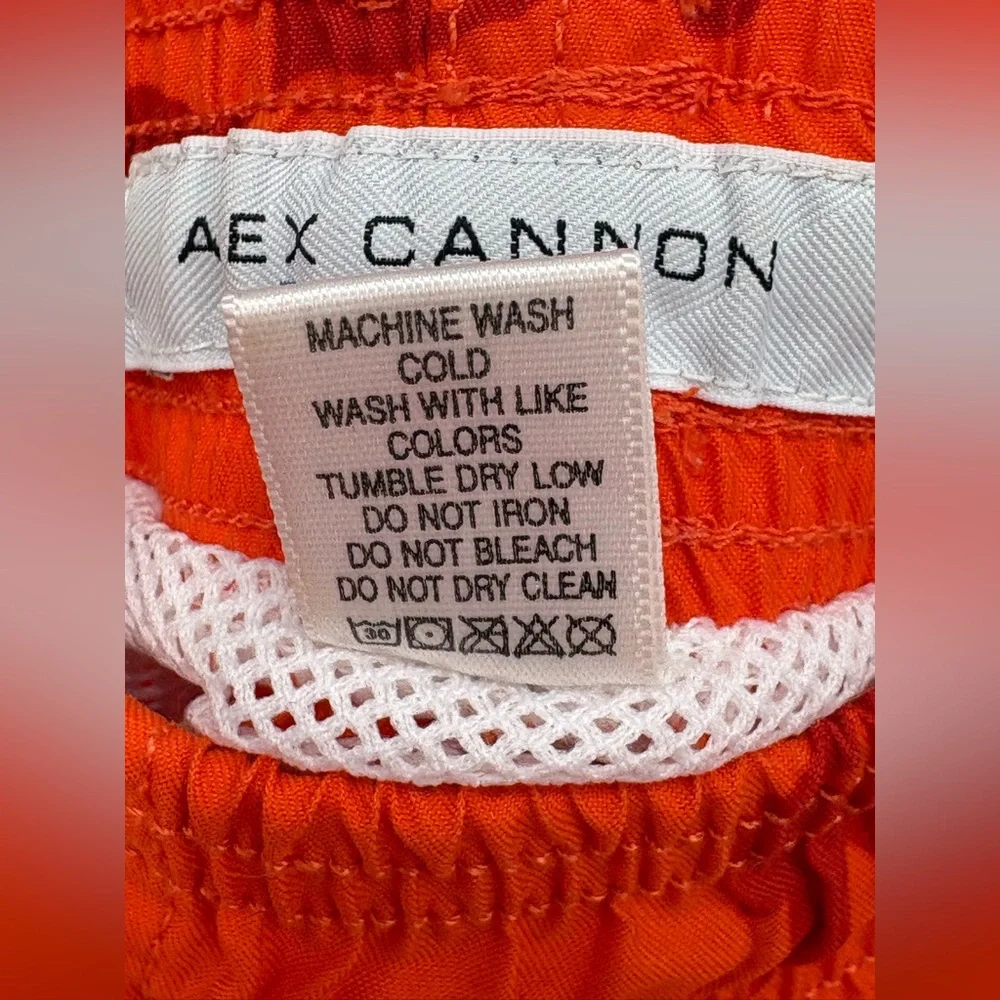 ALEX CANNON Swim Shorts Lined Drawstring Elastic Waist Orange Floral Mens XL